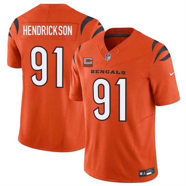 Men's Orange Cincinnati Bengals #91 Trey Hendrickson 2025 F.U.S.E. With 1-Star C Patch Vapor Untouchable Limited Stitched Football Jersey